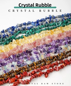 Macro display of natural crystal and agate chip beads for DIY jewelry making