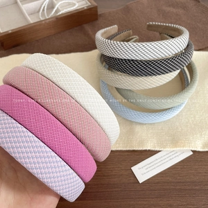 Damen Breit Gepolstert Stirnband Candy Farbe Gewebt Stoff Haarreifen Elegant High Skull Top Mode Haarschmuck
