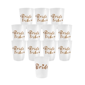 Set di 12 bicchieri in plastica oro rosa Bride Tribe per addio al nubilato