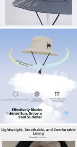 Outdoor sun hat with waterproof fabric, 360-degree protection, and breathable mesh lining