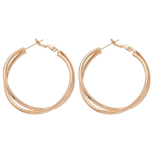 Poliertes 18K Gold Double Layer verschlungene Creolen für Damen im minimalistischen Stil