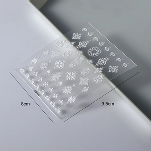 5D Baroque white relief nail stickers with diamond totem patterns for elegant manicure