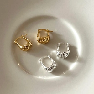 Irregular lava texture S925 sterling silver earrings in gold and silver finishes