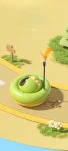 Detail of smart interactive cat toy with feather wand, USB charging port, and control buttons