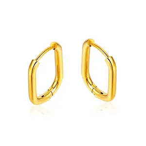 Minimalist Geometric Hoop Earrings Stainless Steel High Polished Oval U Shape Gold Silver Jewelry For Women