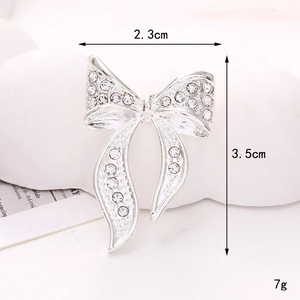 Silver bow shoe charm with white rhinestones, size 2.3cm x 3.5cm, weight 7g details