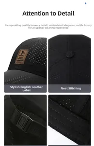 Details der schwarzen atmungsaktiven Mesh-Cap mit Lederpatch und verstellbarem Verschluss
