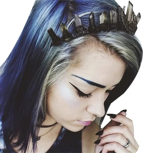 Handmade brown natural crystal moon crown headband for weddings and festival hair styling