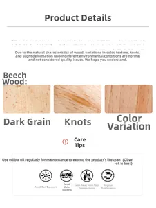Beech wood maintenance guide showing natural grain patterns and care instructions