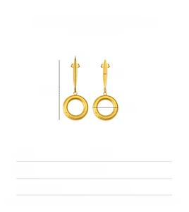 Detailed dimensions of gold stainless steel hoop earrings with engraved vintage patterns
