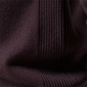 Men's slim fit crew neck knit sweater in deep purple featuring textured ribbed stitching
