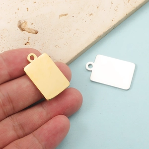 Polished rectangular stainless steel pendants in gold and silver for DIY jewelry