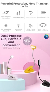 Detail view of flexible metal hose and 360 degree foldable clamp base for LED desk lamp