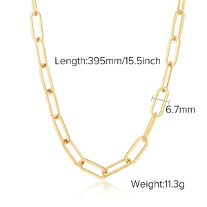 Spécifications du collier chaîne trombone en acier inoxydable plaqué or 18 carats