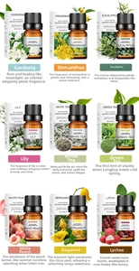 Set of 9 water-soluble essential oils including lily and white tea for humidifiers