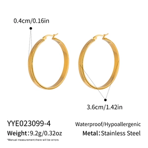 Detailed dimensions of 18K gold plated stainless steel hoop earrings for women