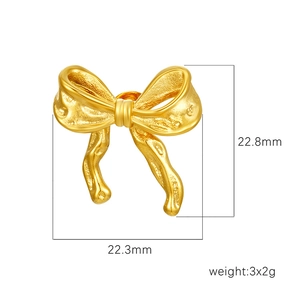 18k gold plated titanium steel bow earrings, sized 22.8mm by 22.3mm for women