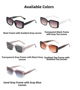 Multiple color options for rectangular sunglasses with high-quality metal hinges and frames