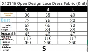 Guide des tailles pour la robe en dentelle à découpes en tissu de maille