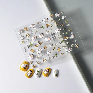 5D embossed Qatar Little Prince nail stickers with desert motifs model FEB-594