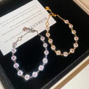 Exquisite 18K gold plated round zircon bracelets for women in elegant gold and silver tones