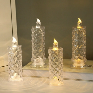 Rose crystal LED candle lamps with refractive light halo projection for home decor