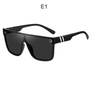 Classic black square frame sunglasses with UV400 lenses and silver metal temple accents