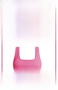 Detail of hot pink ribbed yoga tank top with professional four-needle six-thread stitching