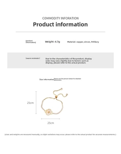 Détails du bracelet plaqué or 18 carats avec nacre, zircon et fermoir réglable de 4,7g
