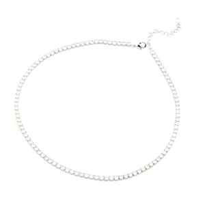 Silver-plated tennis necklace with glittering zircon stones and lobster clasp