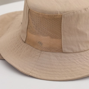 Breathable khaki kids sun hat with mesh panels and reinforced stitching for 2-5 year olds