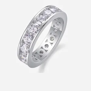 Eternity Band Ring 925 Sterling Silver Moissanite Row Set Sparkling Luxury Jewelry Gift For Women GRA Certified