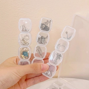 Handheld transparent acrylic jewelry organizer box with multi-compartments for small items