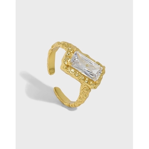 S925 Sterling Silver Zirconia Ring Korean Style Minimalist Irregular Texture Open Adjustable Ring For Women Jewelry Gift