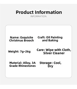 Specifications of Christmas brooch featuring alloy, 3A rhinestones and hand-painted enamel