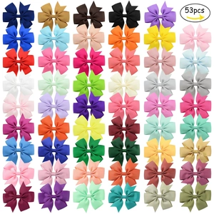 Kids Grosgrain Ribbon Bow Hair Clips Solid Color Fishtail Duckbill Hairpins For Girls Toddlers Baby Accessories