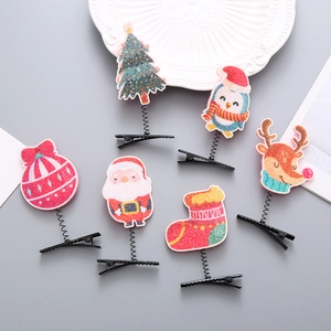 6er-Set Weihnachts-Haarspangen mit Glitzer Rentier, Weihnachtsmann und Pinguin-Motiven