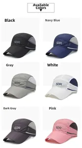 Collage of breathable mesh baseball caps in six colors with SDR logo and reflective side stripes