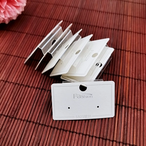 White PVC earring display cards with Fashion and S925 print and hanging hooks