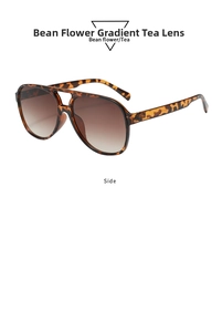 Side view of retro aviator sunglasses with tortoise frame and tea gradient lenses