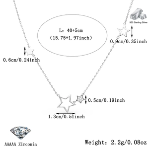 S925 sterling silver star necklace with AAAAA zirconia pendants and chain dimensions
