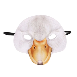 Realistic white goose animal half face mask with yellow beak for carnival party