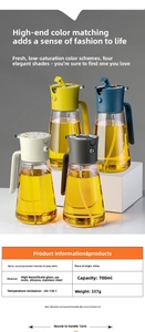 Detail of 700ml glass oil sprayer set in four colors for kitchen cooking and air fryer use