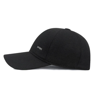 Men's winter baseball cap with thermal lining and ear protection, black sport design