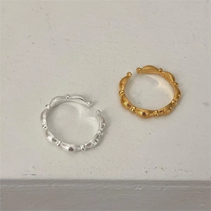 Minimalist S925 sterling silver olive bead open rings in gold and silver finishes