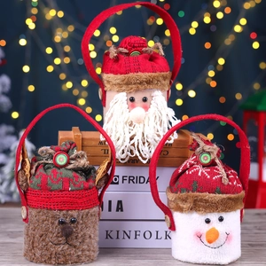 Christmas Candy Jars Gift Boxes Santa Claus Snowman Reindeer Gingerbread Man Velvet Paper Handheld Party Favor Packaging Bags