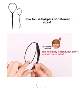 Dual-size hair styling tool set showing flexible black plastic topsy hair tail braiders