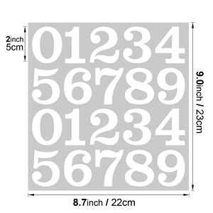 Dimensions détaillées des autocollants numérotés en vinyle de 2 pouces pour le DIY