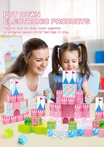 Pink magnetic castle building blocks set for girls showing detailed window and archway parts
