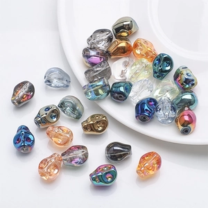 Skull Beads Crystal Glass Electroplated Loose Spacers For DIY Jewelry Making Bracelet Necklace Halloween Craft Supplies